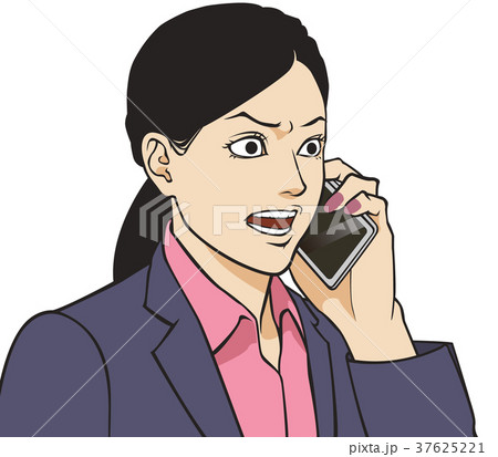 働く女 スマホ 怒りのイラスト素材