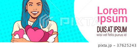 Young Girl Holding Many Hearts Love Symbols Over Young Girl Holding Many Hearts Love Symbols Over 37625243