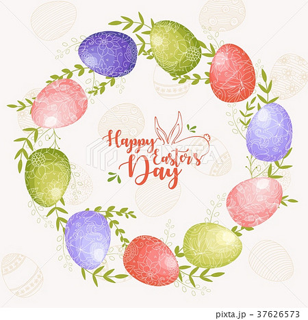 Easter wreath with easter eggs in sweet colorful 37626573