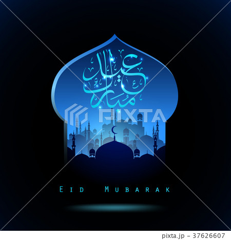 Eid Mubarak background with mosque silhouettes 37626607