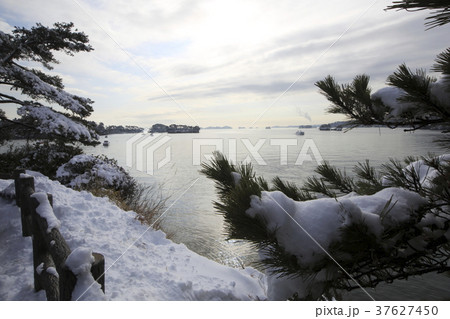 冬の松島 五大堂からの景色の写真素材