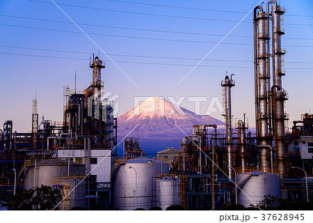 (静岡県)プラント工場越しに、富士山夕景 (静岡県)プラント工場越しに、富士山夕景 37628945