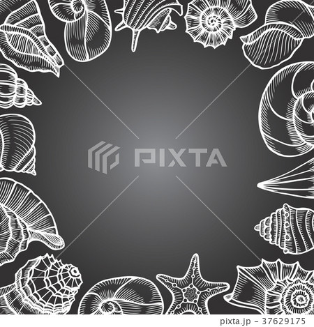 Vintage seafood frame vector illustration. 37629175