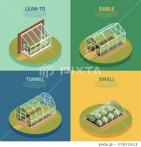 Greenhouse Hothouse Conservatory Isometric Set 37631413