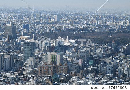 日本の東京都市景観「渋谷区神南方向などを望む」＝都内4年ぶり大雪一夜明け・2018年1月23日撮影 37632808