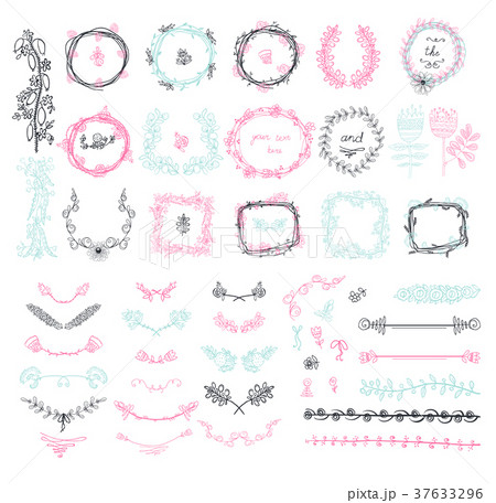 Big set of floral graphic design elements 37633296