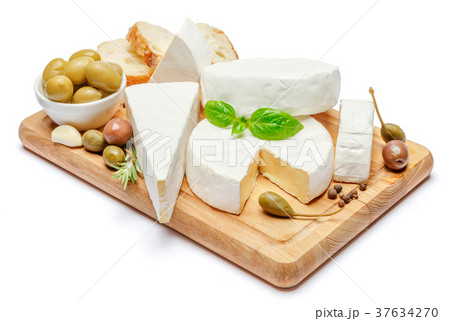 pile of brie or camambert cheese on white pile of brie or camambert cheese on white 37634270