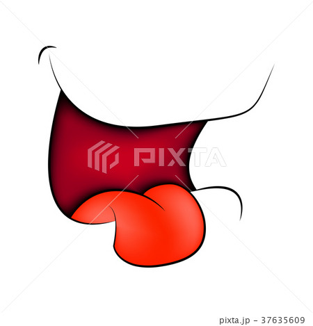 Cartoon smile, mouth, lips with teeth and tongue.のイラスト素材 [37635609] - PIXTA