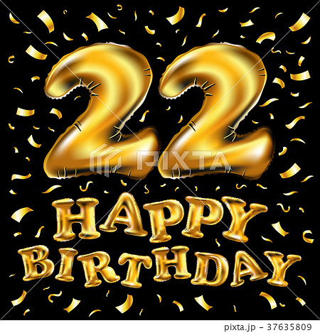 22 years happy birthday vector balloon gold 37635809