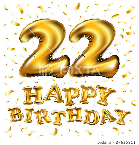 22 years happy birthday vector balloon gold 37635811
