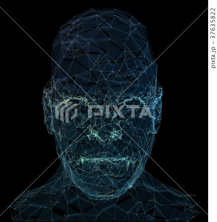 Human head network line abstract background. 3d 37635822