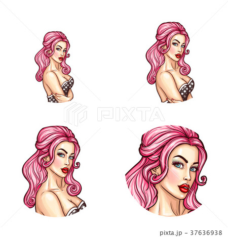 Vector pop art avatar, icon of pin up sexy girl 37636938