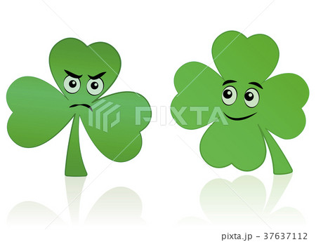 Clover Leaf Shamrock Comic Faces Happy Bad Clover Leaf Shamrock Comic Faces Happy Bad 37637112