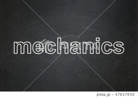 Science concept: Mechanics on chalkboard Science concept: Mechanics on chalkboard 37637650
