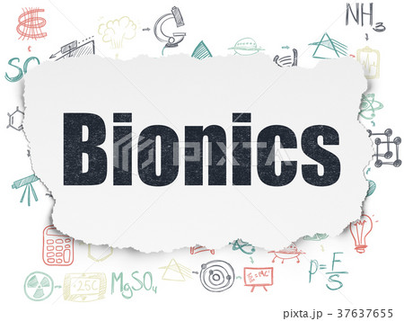 Science concept: Bionics on Torn Paper background Science concept: Bionics on Torn Paper background 37637655