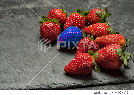 Blue strawberry business success concept. Blue strawberry business success concept. 37637739