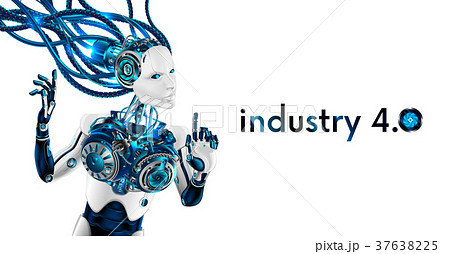 Beautiful Robot woman isolated on white background 37638225