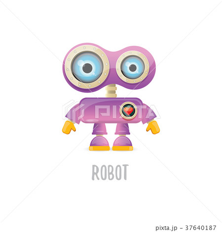 vector funny cartoon purple friendly robot 37640187