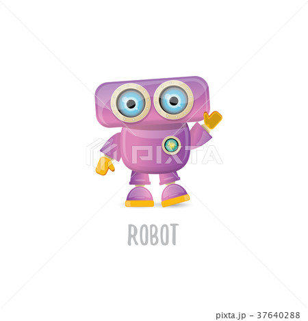 vector funny cartoon purple friendly robot 37640288