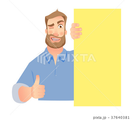 man holding blank signboard 37640381