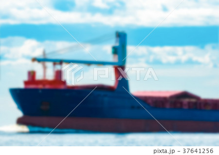 Blue cargo ship - blurred image Blue cargo ship - blurred image 37641256