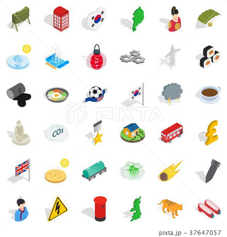 Oriental nation icons set, isometric style Oriental nation icons set, isometric style 37647057