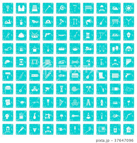 100 tools icons set grunge blue 100 tools icons set grunge blue 37647096