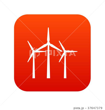 Wind turbines icon digital red 37647379