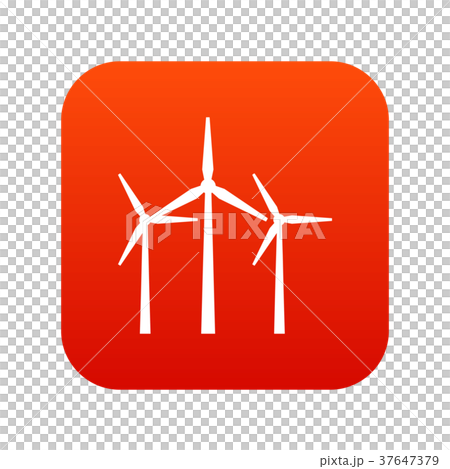Wind turbines icon digital red 37647379