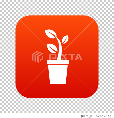 Sprout in pot icon digital red 37647437