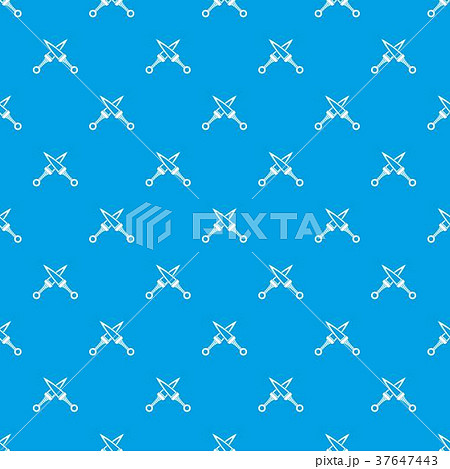 Crossed japanese daggers pattern seamless blue 37647443