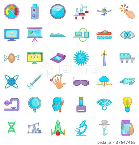 Computer icons set, cartoon style 37647465