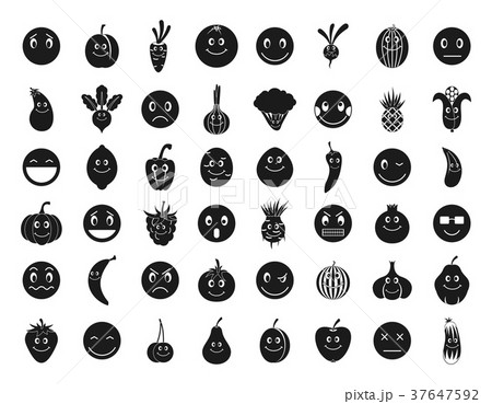 Emoji icon set, simple style Emoji icon set, simple style 37647592