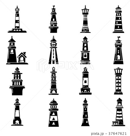 Lighthouse icons set, simple style Lighthouse icons set, simple style 37647621