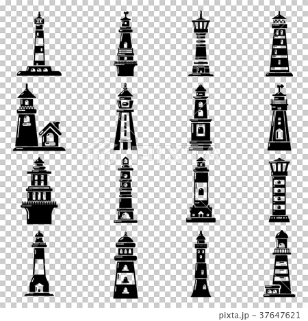 Lighthouse icons set, simple style Lighthouse icons set, simple style 37647621