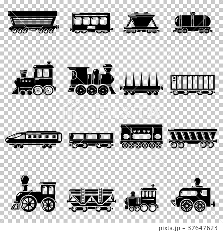 Railway carriage icons set, simple style Railway carriage icons set, simple style 37647623