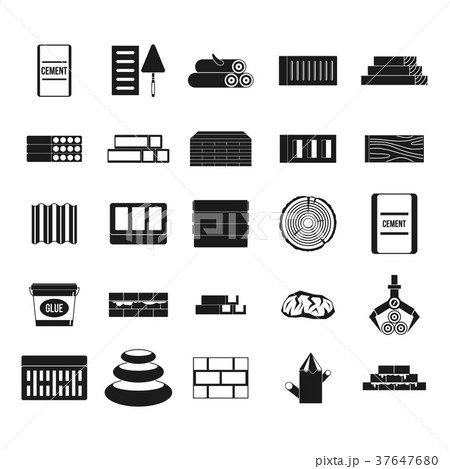 Construction materials icon set, simple style 37647680