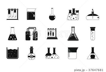 Chemical pots icon set, simple style 37647681