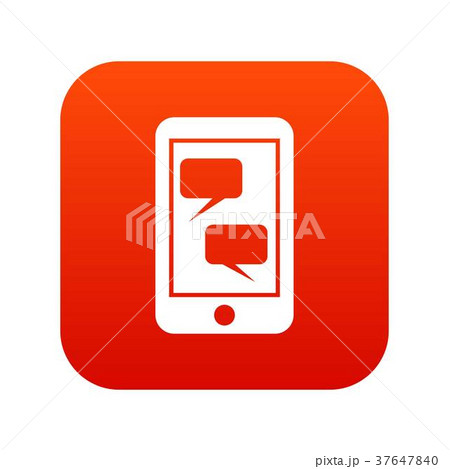 Smartphone and speech bubbles icon digital red 37647840