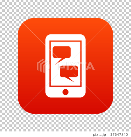 Smartphone and speech bubbles icon digital red 37647840