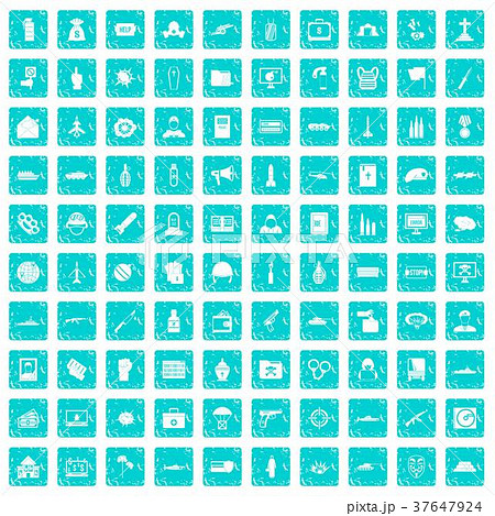 100 war icons set grunge blue 100 war icons set grunge blue 37647924