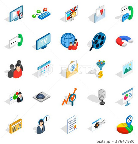 Educational video icons set, isometric style 37647930