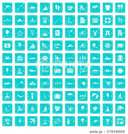 100 water recreation icons set grunge blue 37648000