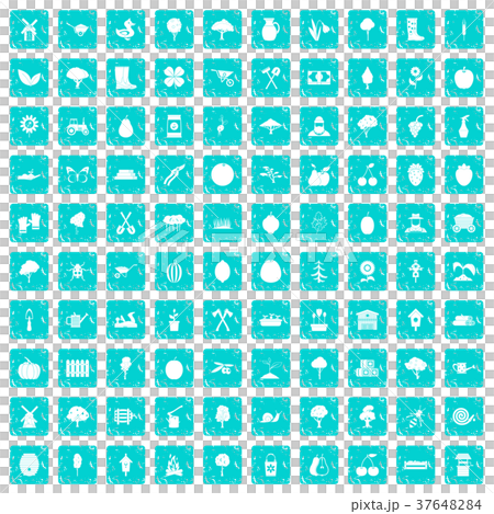 100 agriculture icons set grunge blue 100 agriculture icons set grunge blue 37648284