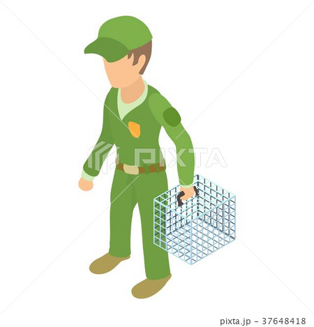 Dog catcher icon, isometric 3d style Dog catcher icon, isometric 3d style 37648418