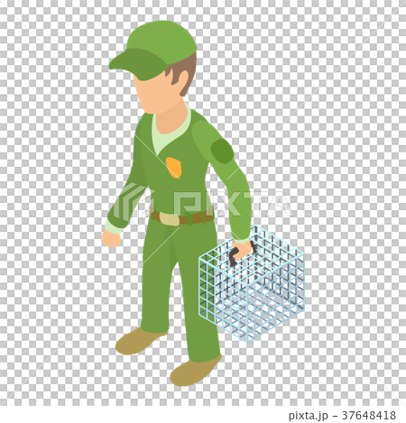 Dog catcher icon, isometric 3d style Dog catcher icon, isometric 3d style 37648418