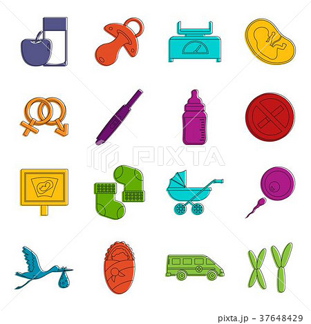 Pregnancy symbols icons doodle set Pregnancy symbols icons doodle set 37648429