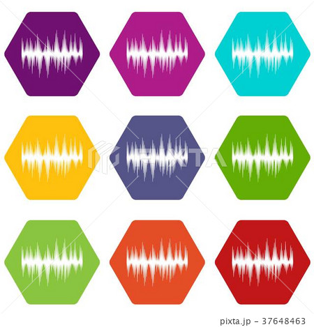 Audio digital equalizer technology icon set color hexahedron Audio digital equalizer technology icon set color hexahedron 37648463