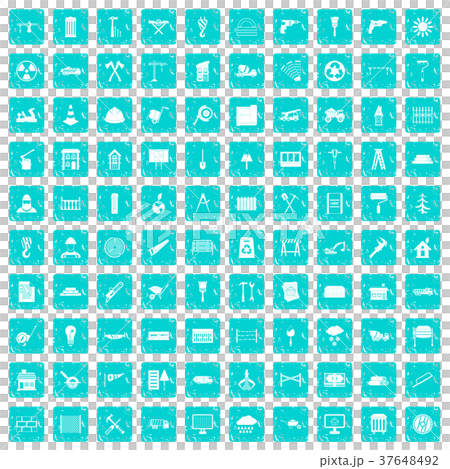 100 building materials icons set grunge blue 100 building materials icons set grunge blue 37648492