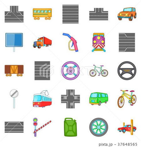 Route icons set, cartoon style 37648565